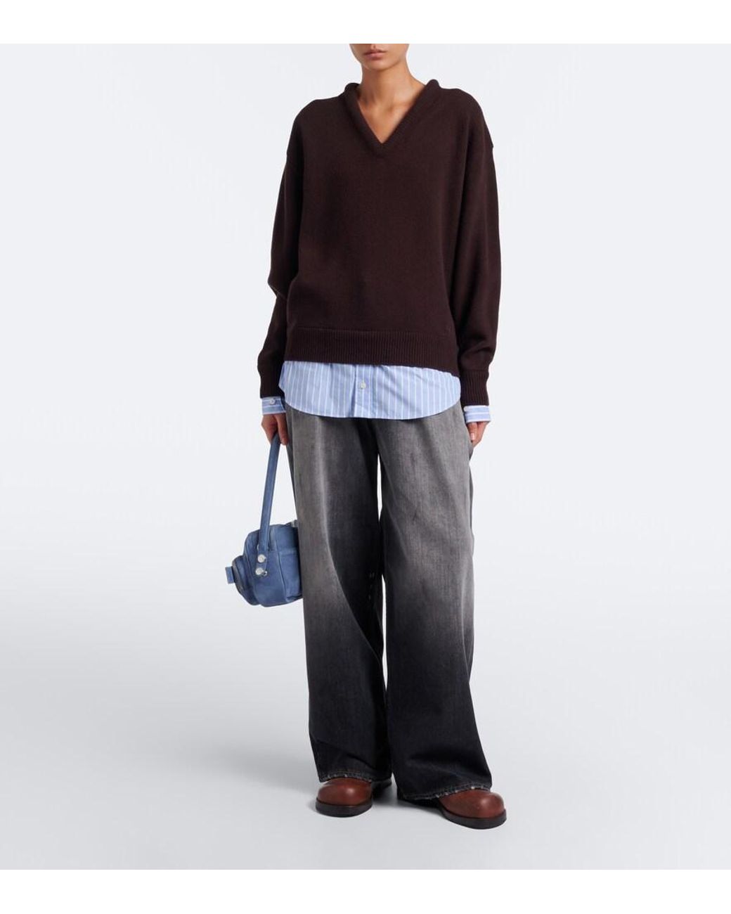 Acne Brown Layered Wool Sweater