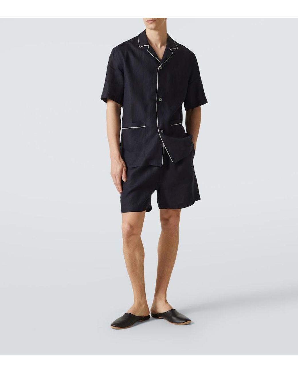 Zegna Blue Linen Pajamas for men