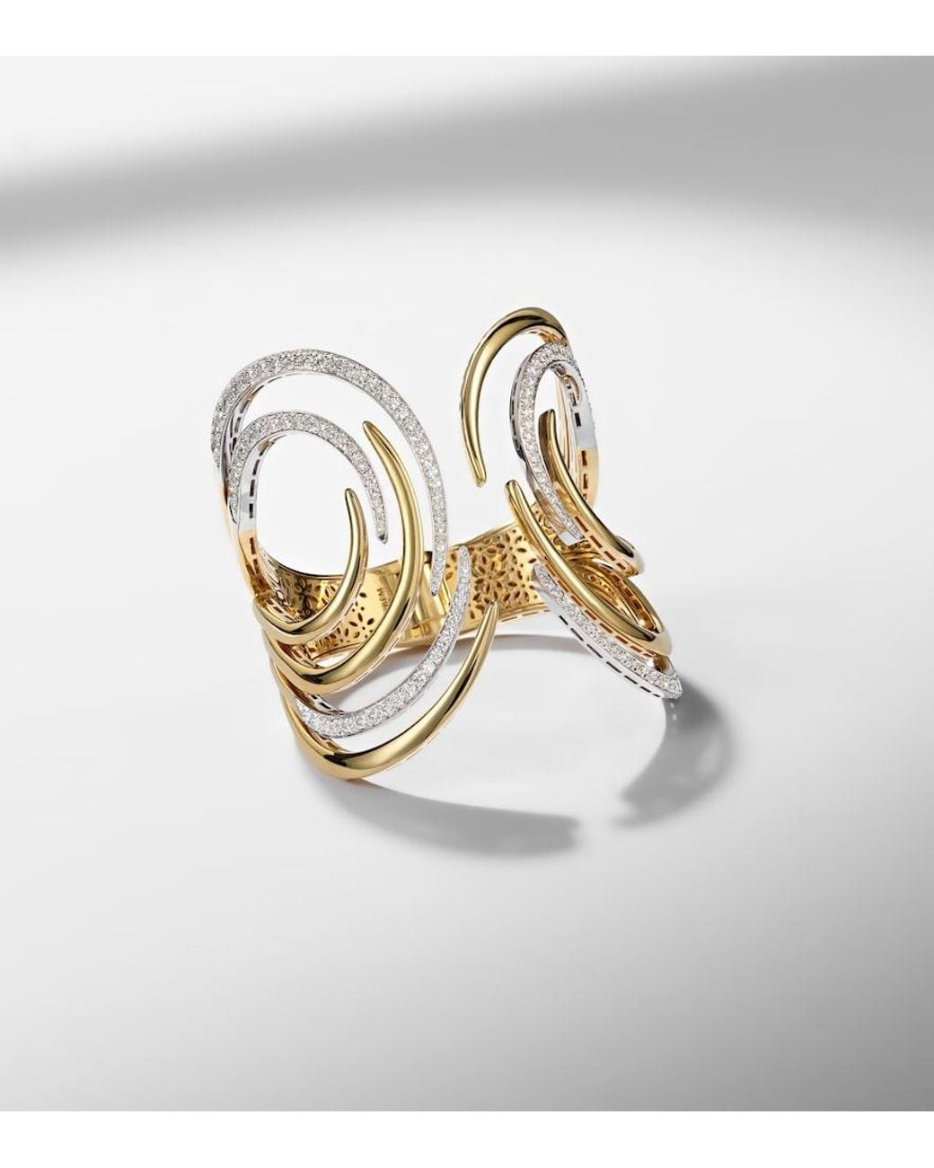 YEPREM Metallic Golden Strada 18Kt And Cuff Bracelet With Diamonds