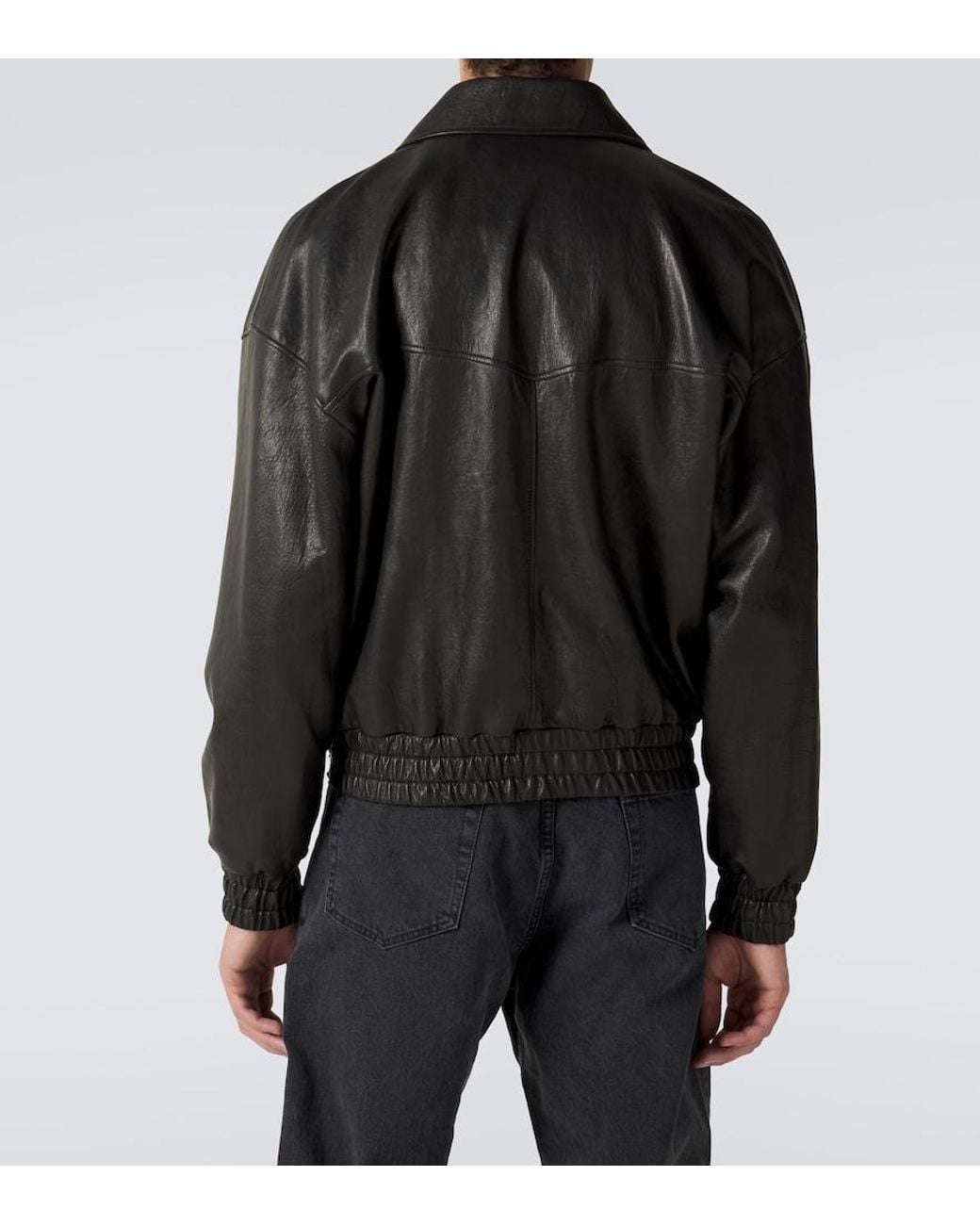Saint Laurent Black Leather Blouson Jacket for men