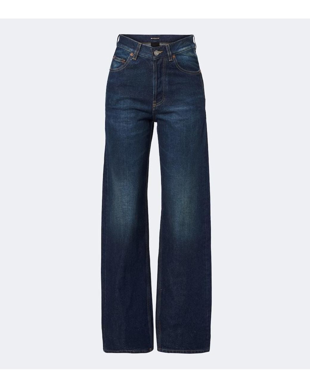 Saint Laurent Blue Faded Wide-Leg Jeans