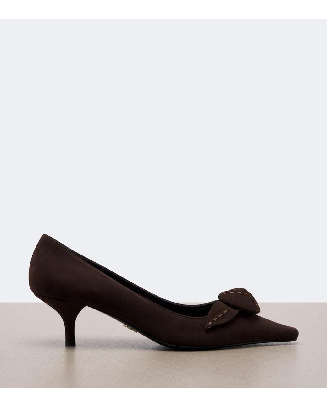 Prada Black Floral-Applique Suede Pumps