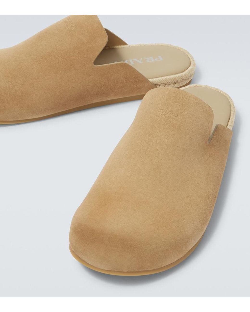 Prada White Suede Clogs for men