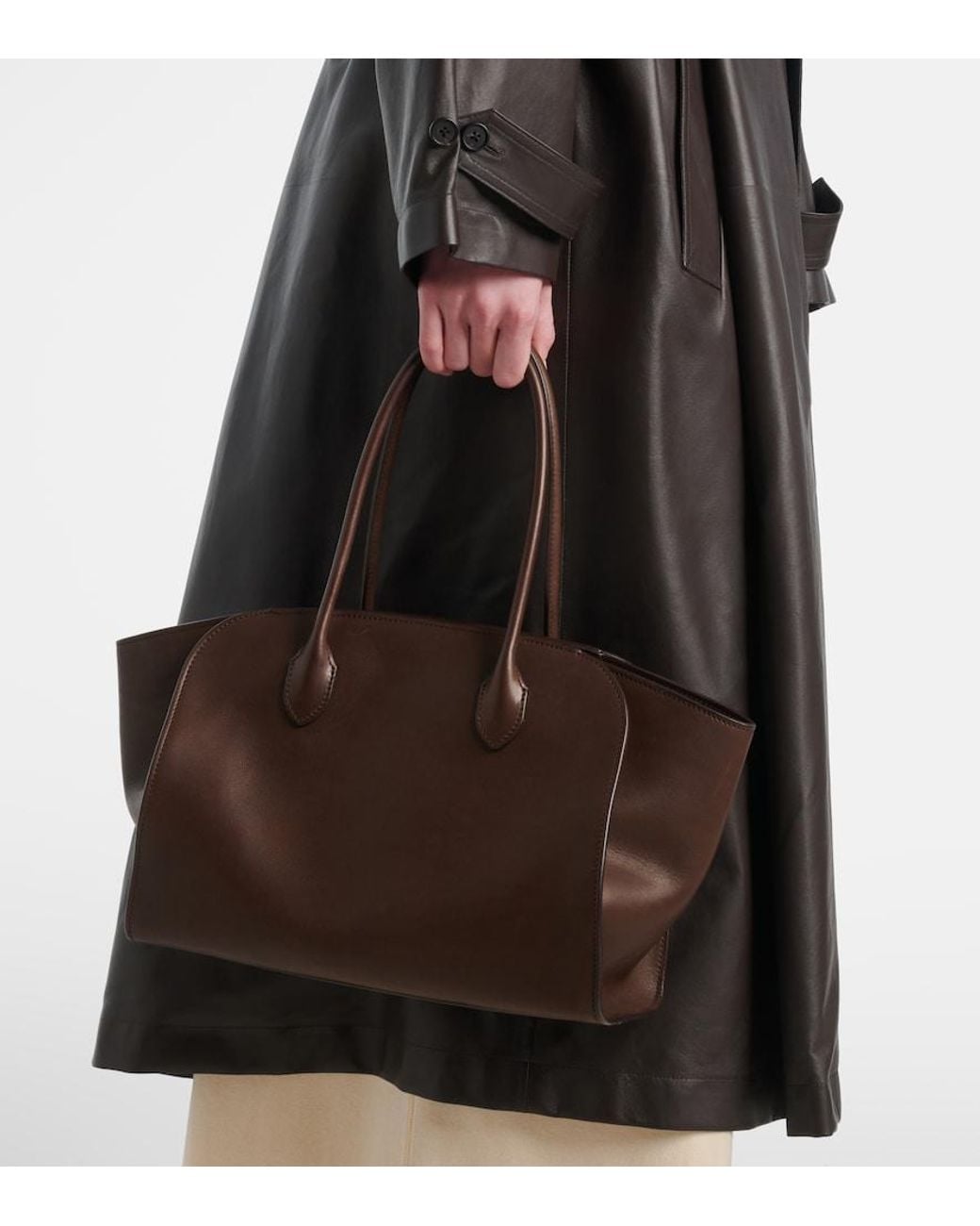 The Row Brown Marlo 12 Leather Tote Bag