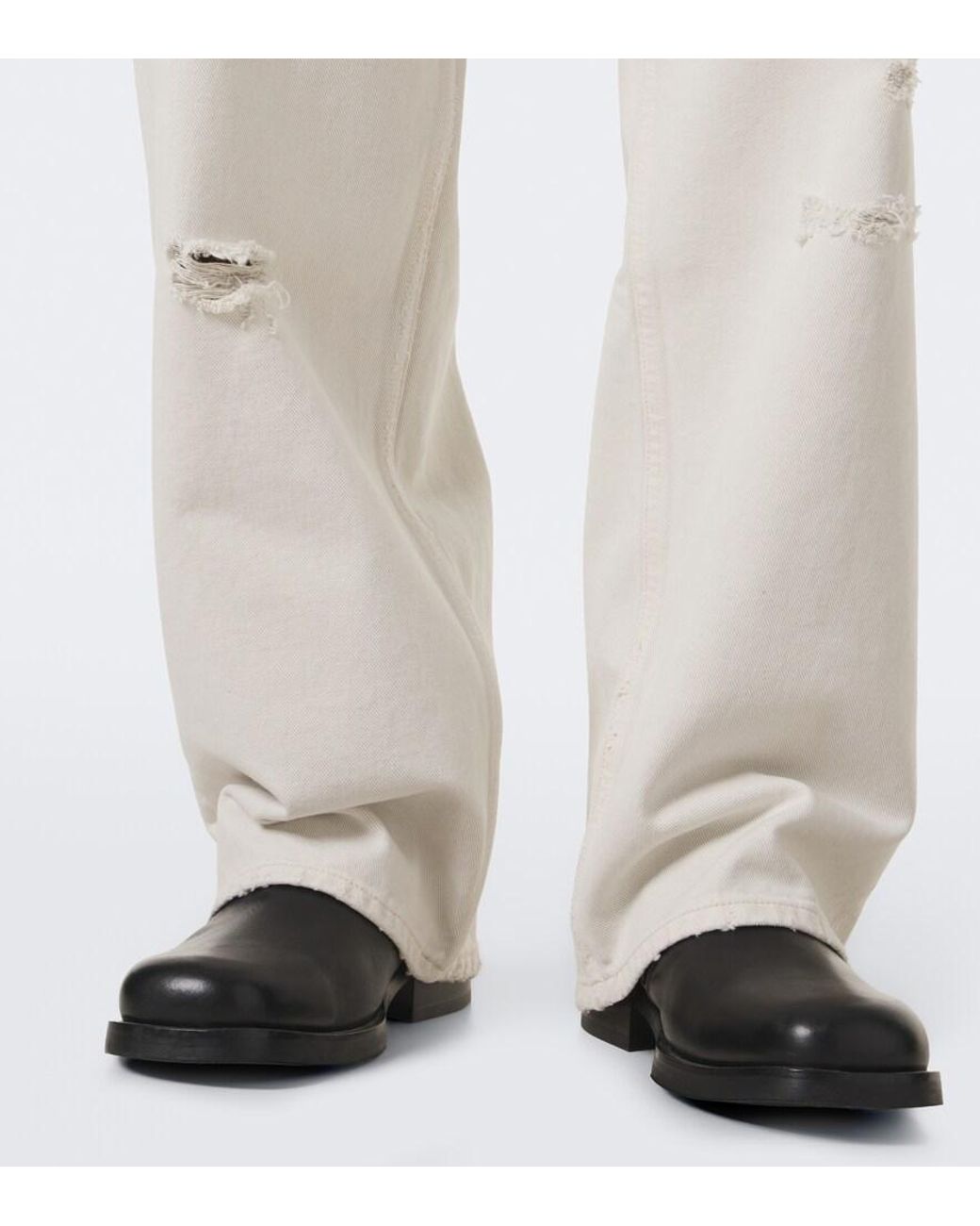 Our Legacy White Vast Cut Distressed Wide-Leg Jeans for men