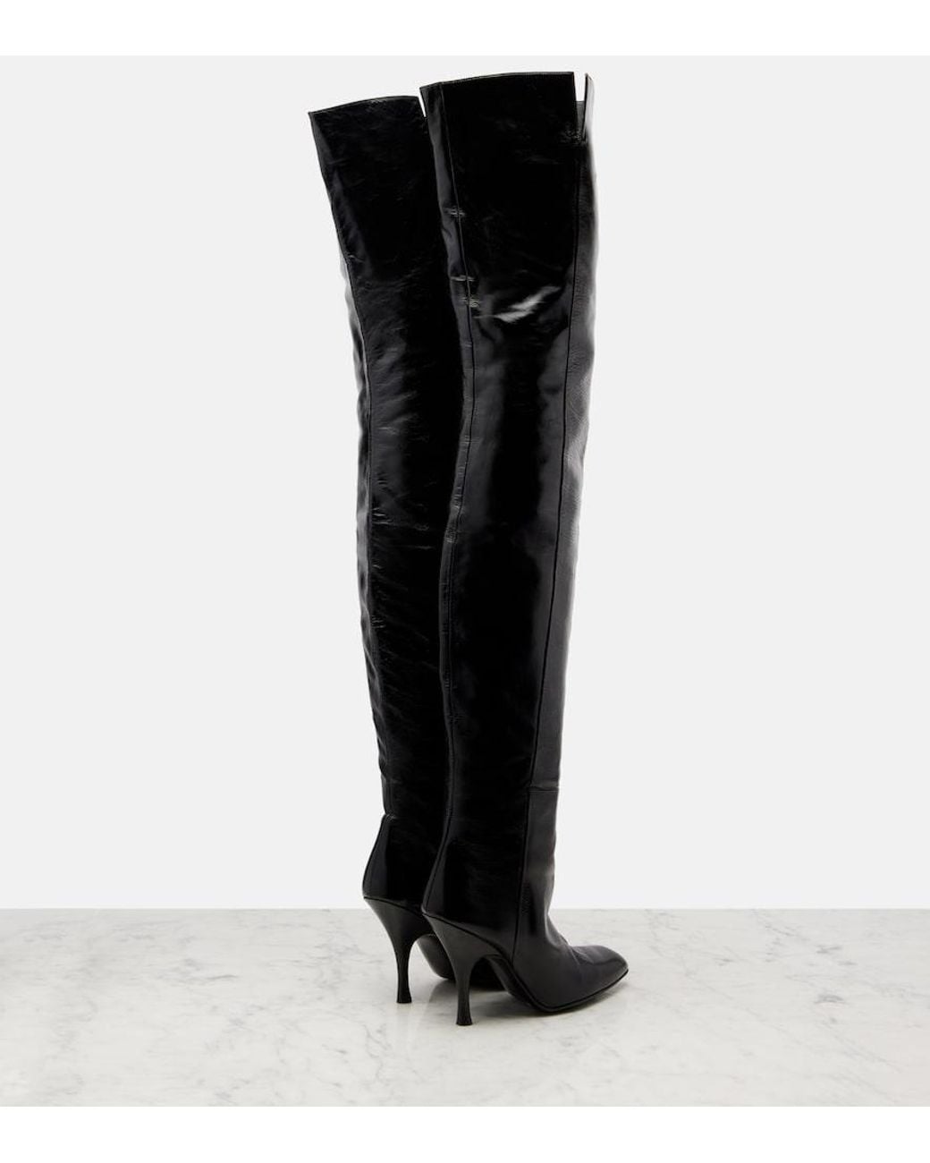 Khaite Black Colt 100 Leather Over-The-Knee Boots