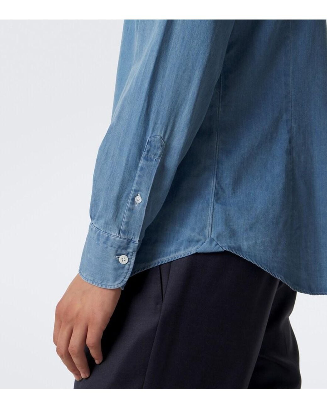 Thom Sweeney Blue Lecce Denim Shirt for men