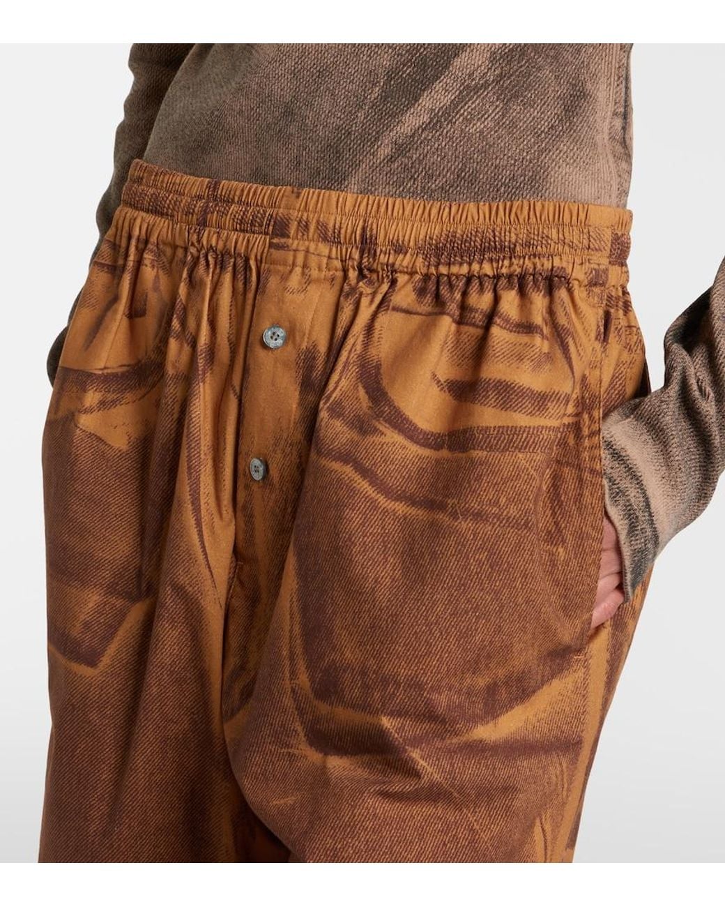 Acne Brown Printed Cotton Bermuda Shorts