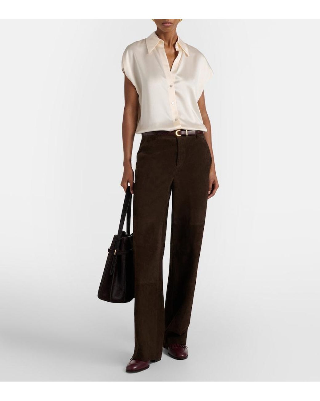 Vince White Silk Satin Blouse