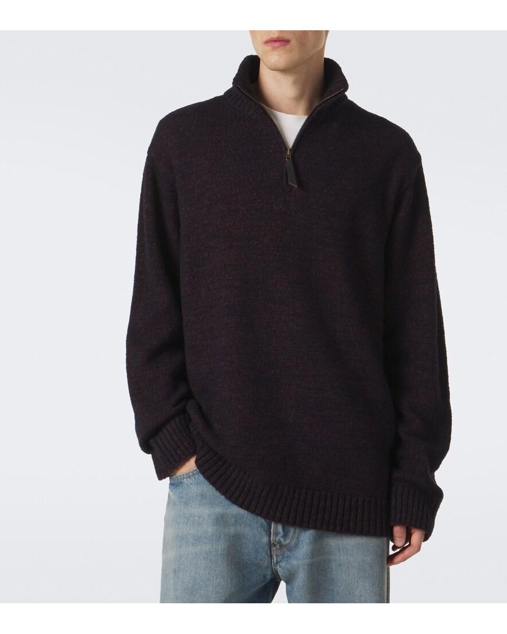 Maison Margiela Black Cotton And Wool-Blend Sweater for men