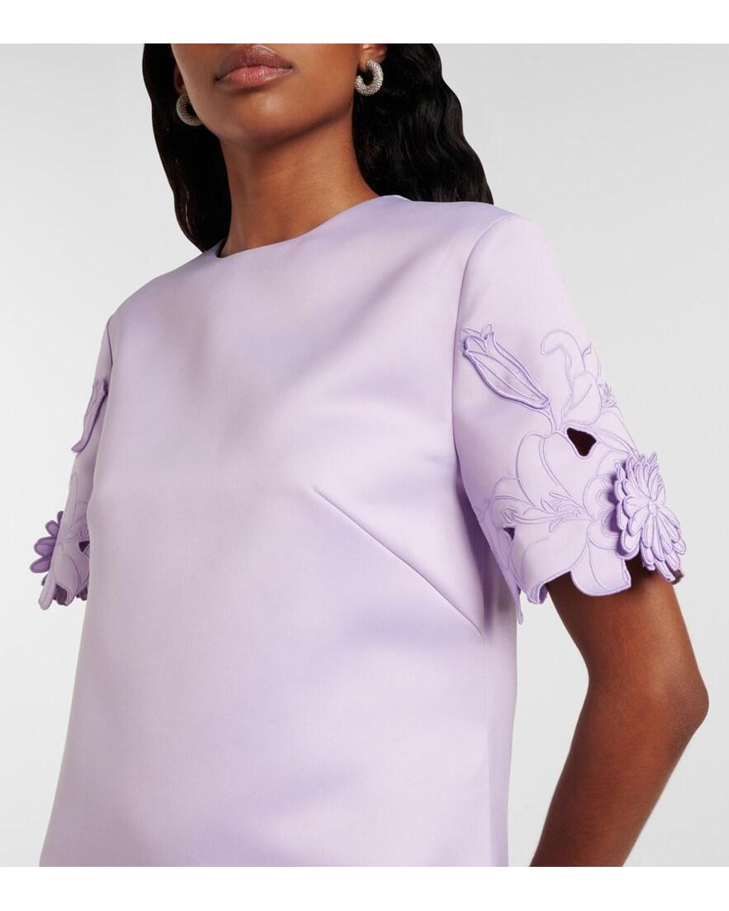 LEO LIN Purple Aurie Floral-Applique Minidress