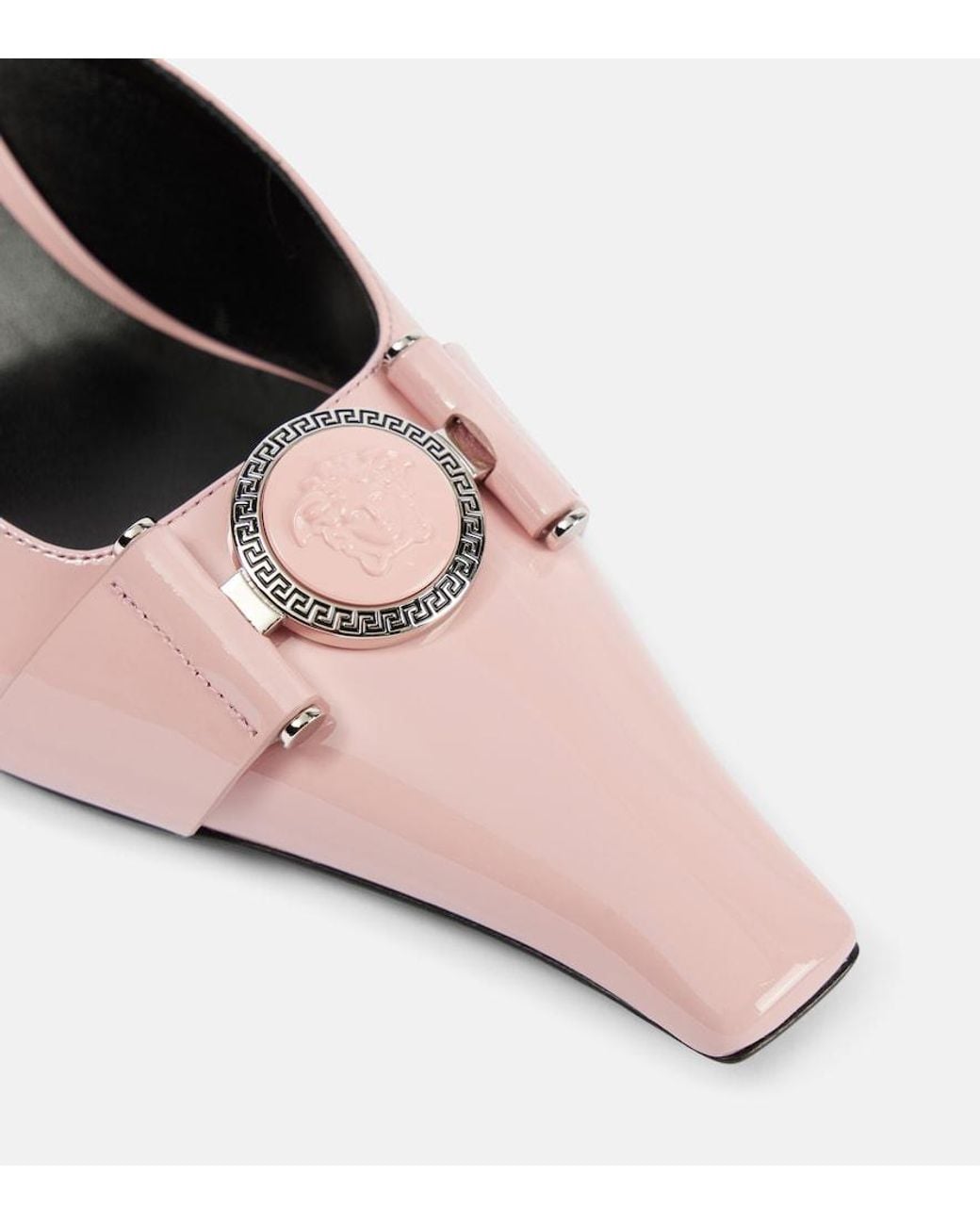 Versace Pink Medusa Patent Leather Mules