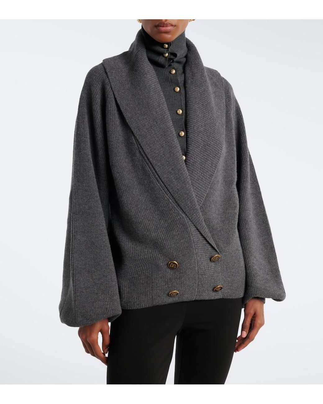 Dolce & Gabbana Black Embellished Virgin Wool Cardigan