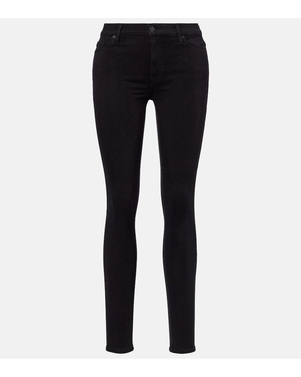7 For All Mankind Blue Mid-Rise Skinny Jeans