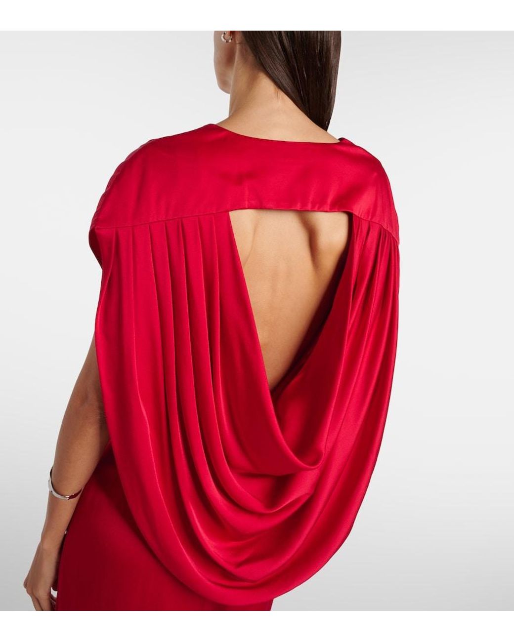 Stella McCartney Red Satin V-Neck Gown