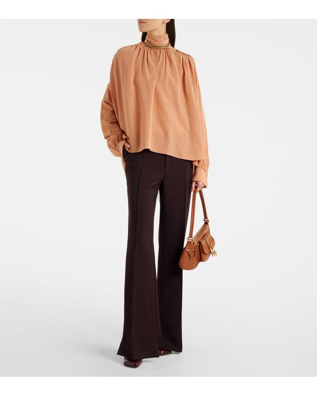 Chloé Purple Wool Wide-Leg Pants