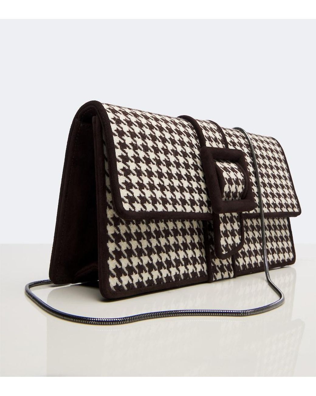 Manolo Blahnik Black Maycap Houndstooth Clutch