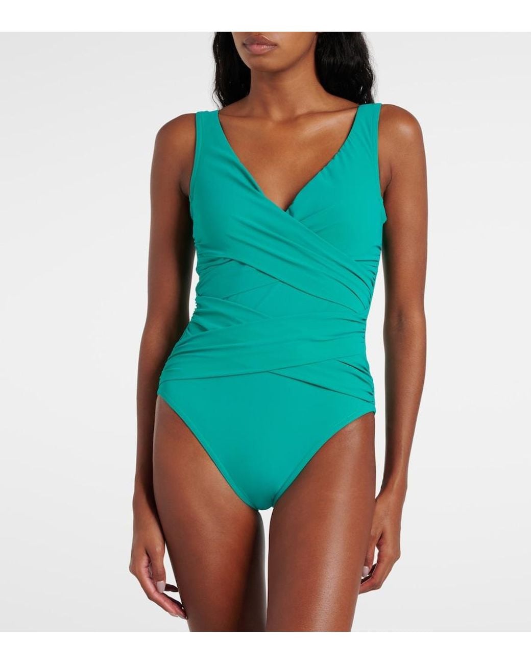 Karla Colletto Blue Draped Swimsuit