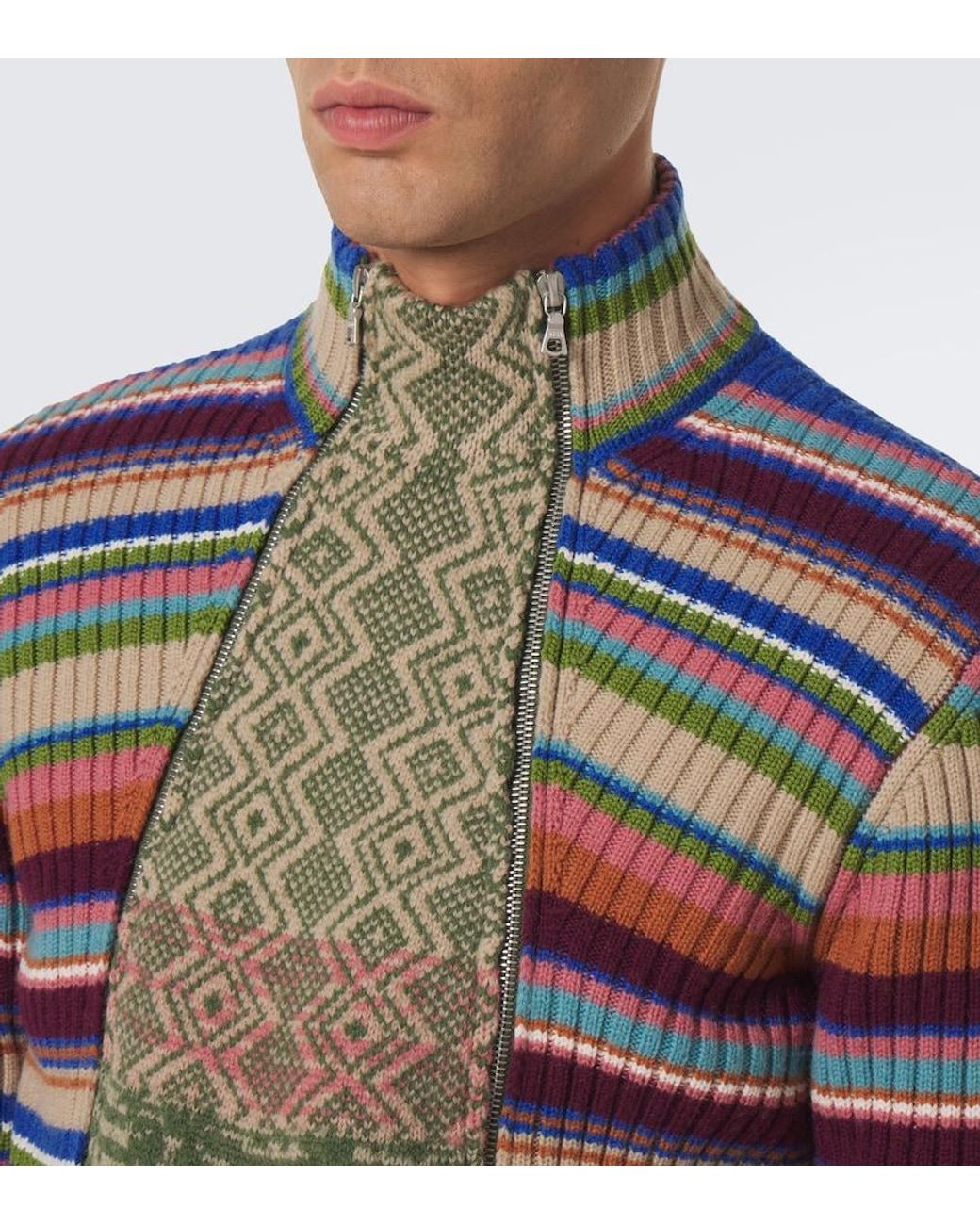 Dries Van Noten Red Striped Wool Sweater for men
