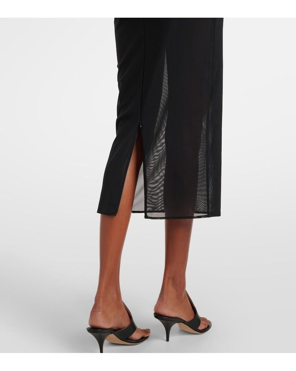 Alex Perry Black Sheer Midi Dress
