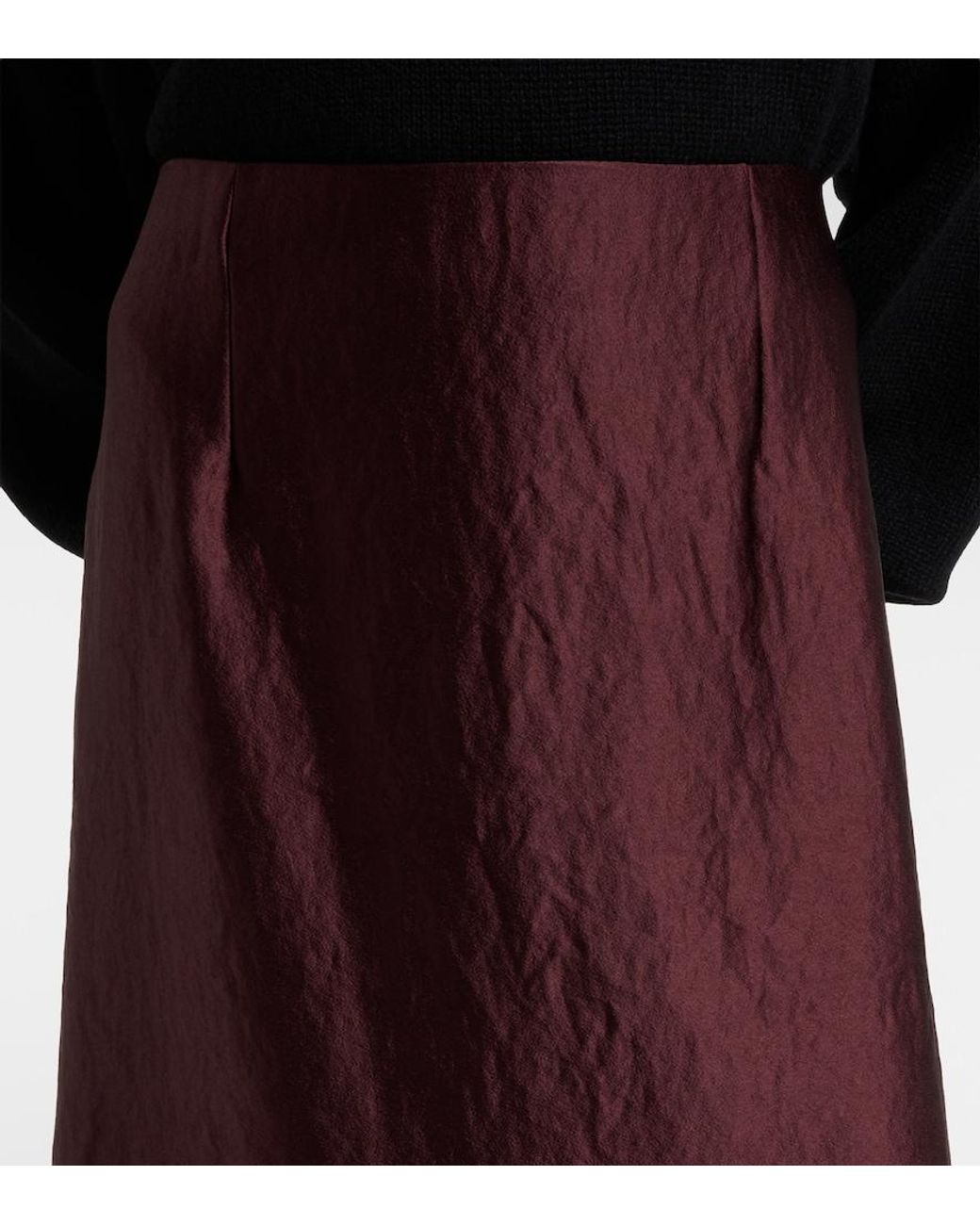 Vince Purple Satin Midi Skirt