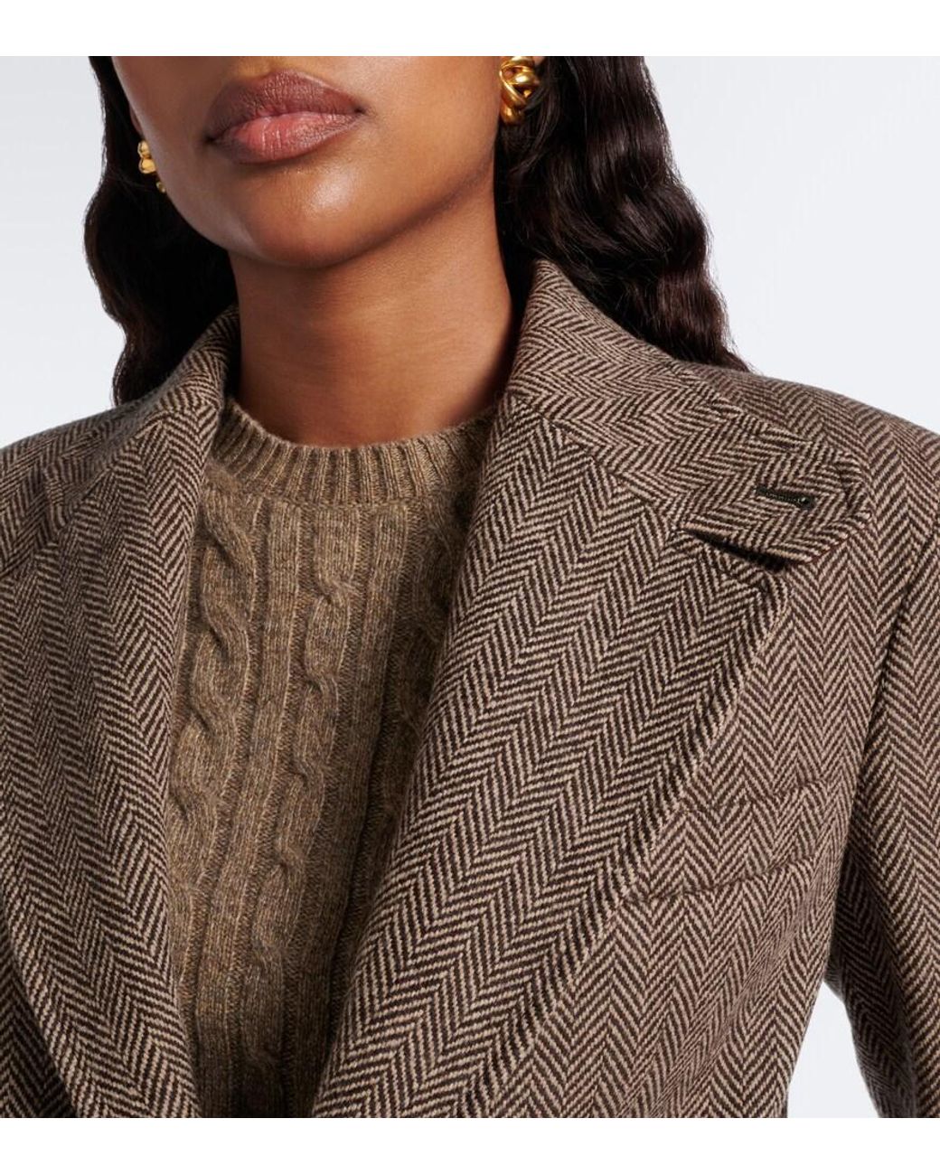 Ralph Lauren Brown Preston Ii Wool-Blend Tweed Blazer