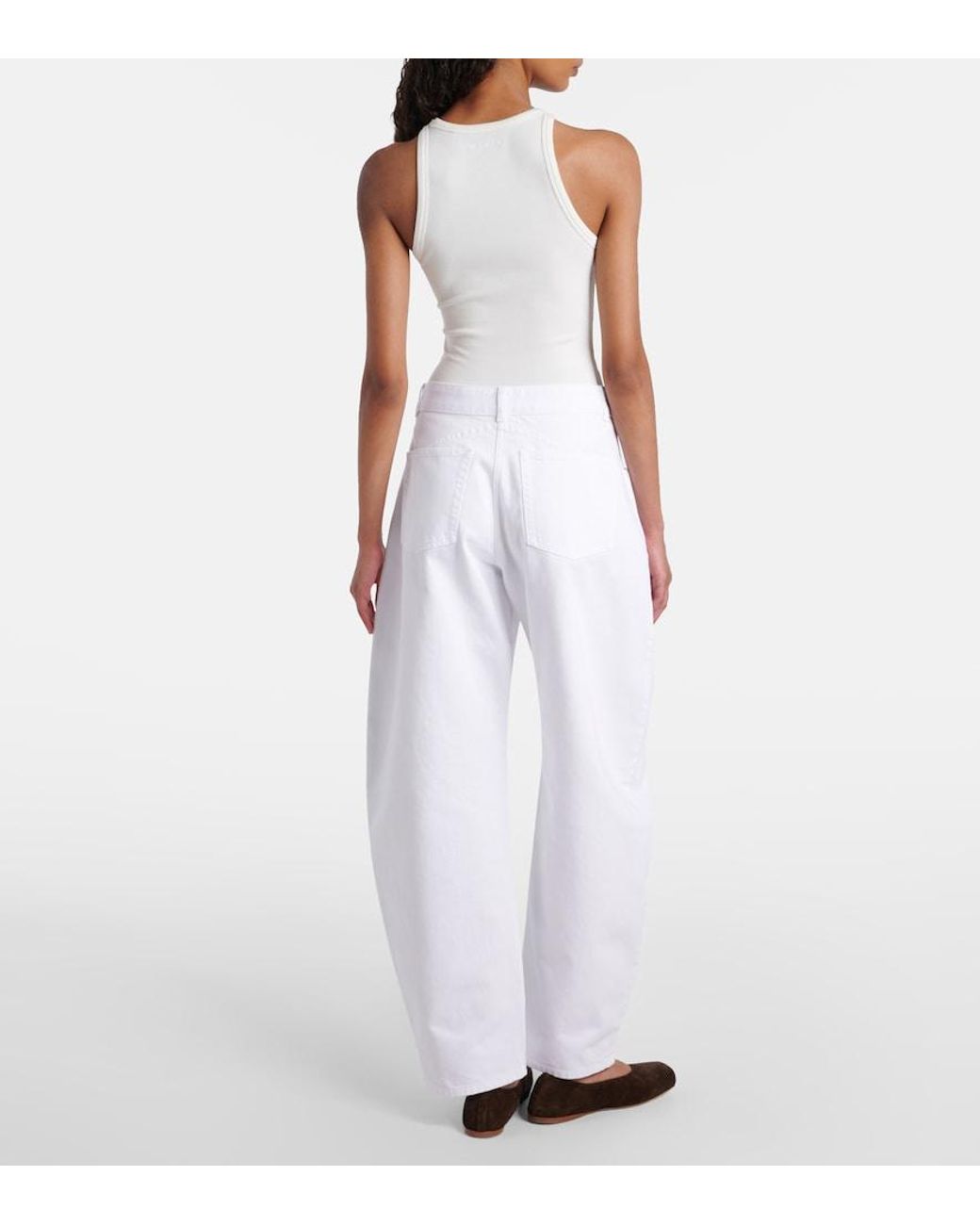 Alaïa White Mid-Rise Barrel-Leg Jeans