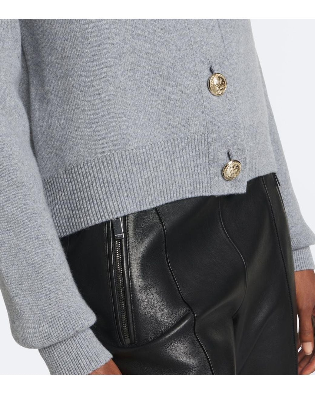 Balmain Gray Cashmere And Wool Cardigan