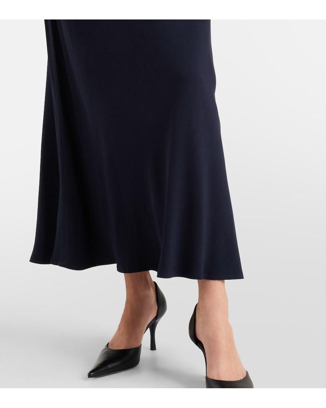 Rixo Blue Bow-Detail Satin Midi Dress
