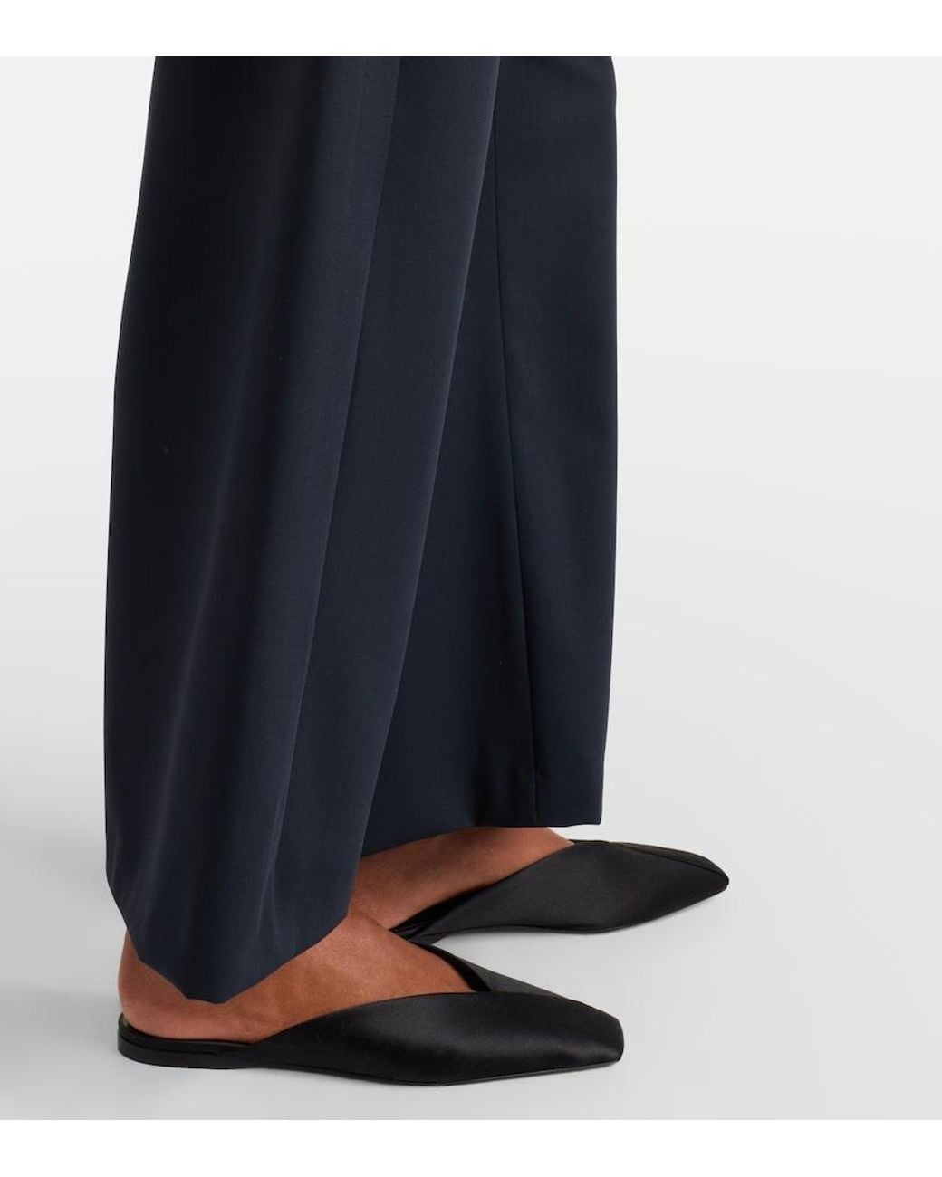 Max Mara Blue Argenta Virgin Wool Wide-Leg Pants