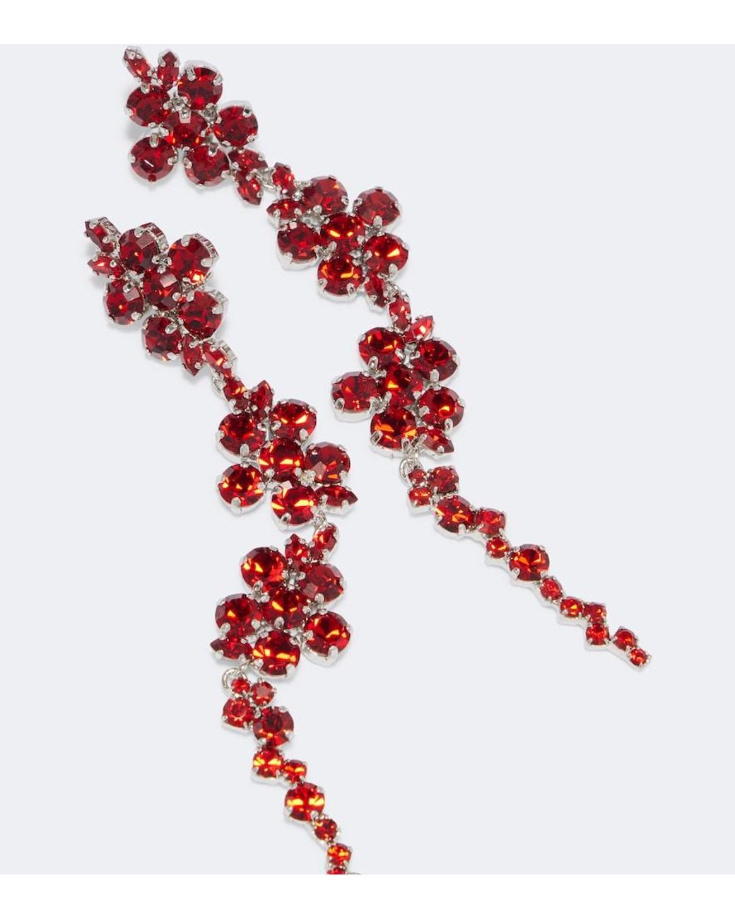 Simone Rocha Red Crystal-Embellished Drop Earrings