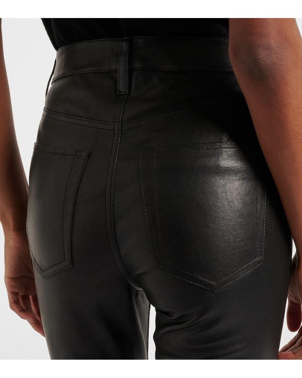 FRAME Black Reboot Leather Flared Pants