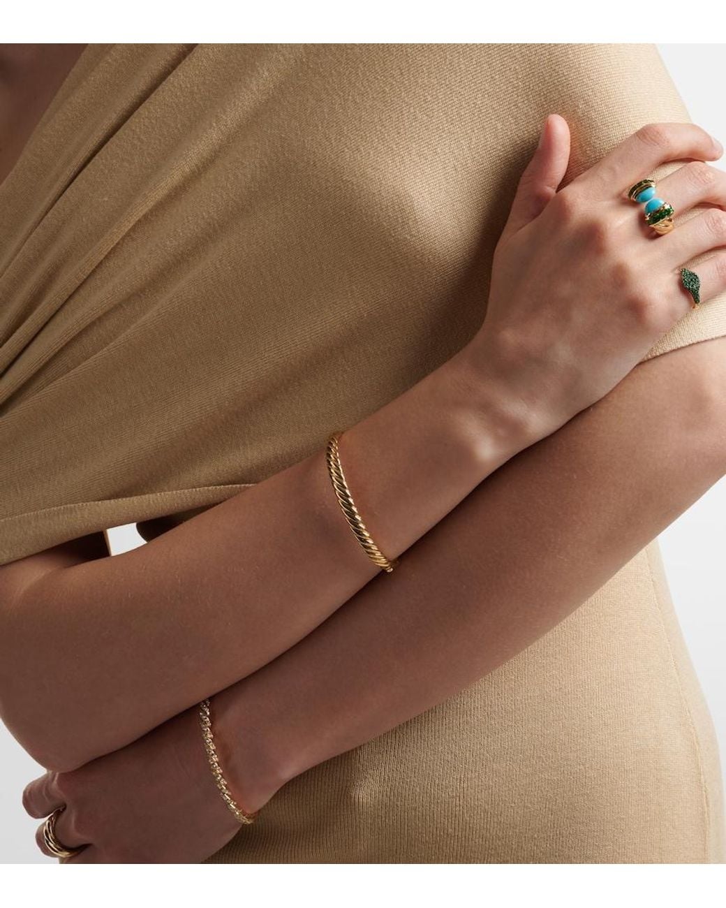 David Yurman Metallic Sculpted Cable 18Kt Bangle