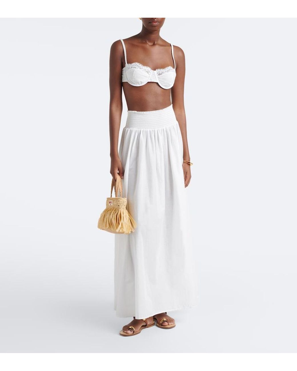 Montce White Millie Cotton Poplin Maxi Skirt