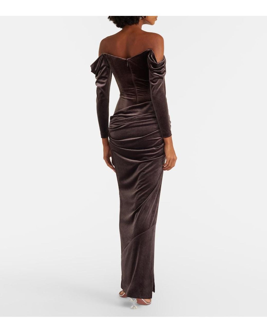 Alex Perry Purple Draped Velvet Gown