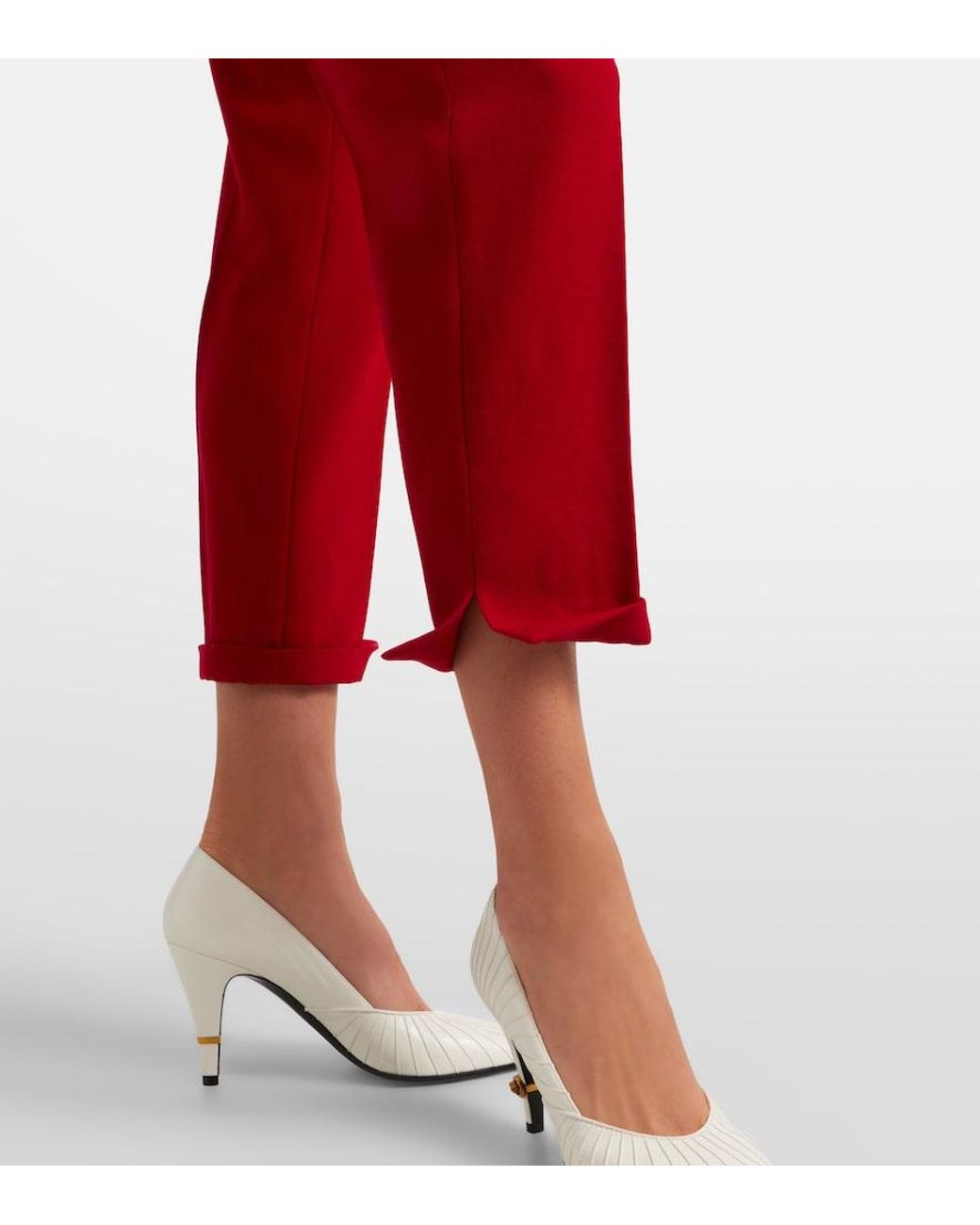 Versace Red Virgin Wool Slim Pants
