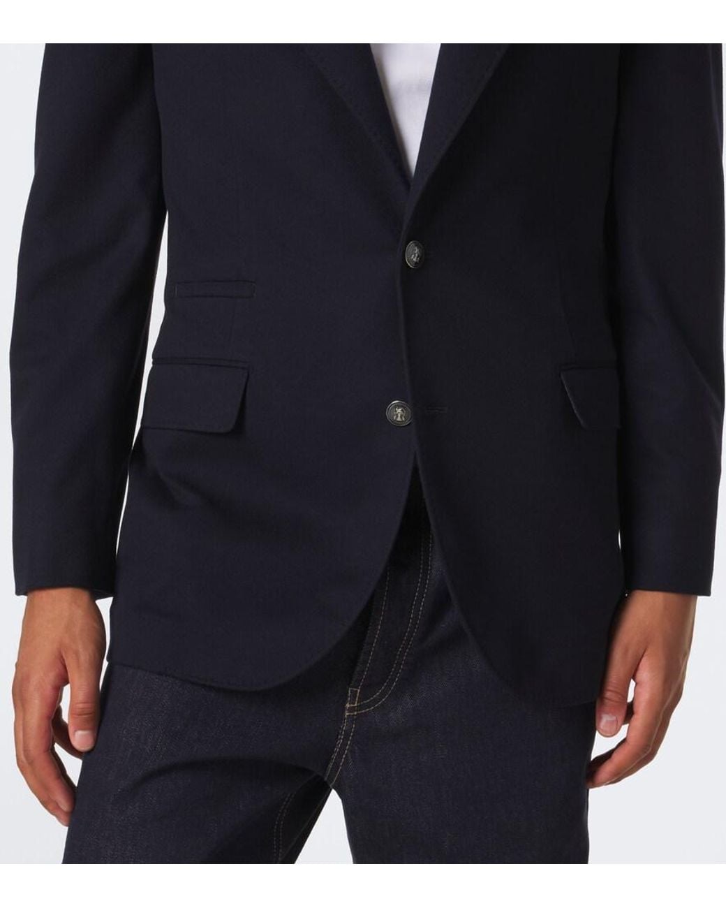 Brunello Cucinelli Blue Wool Blazer for men