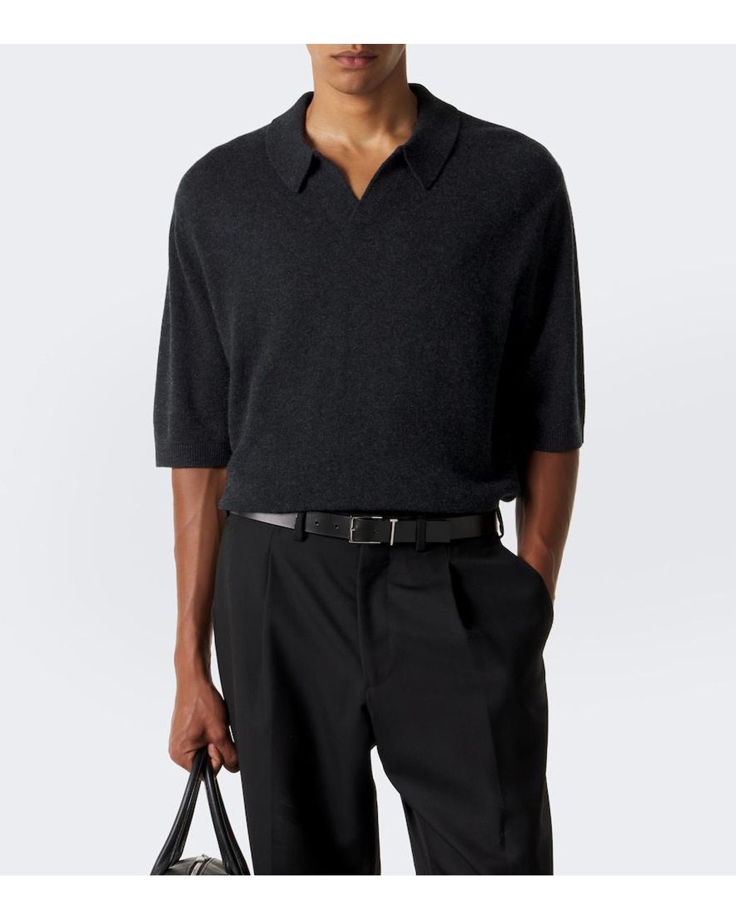 LeKasha Black Bale Cashmere Polo Sweater for men