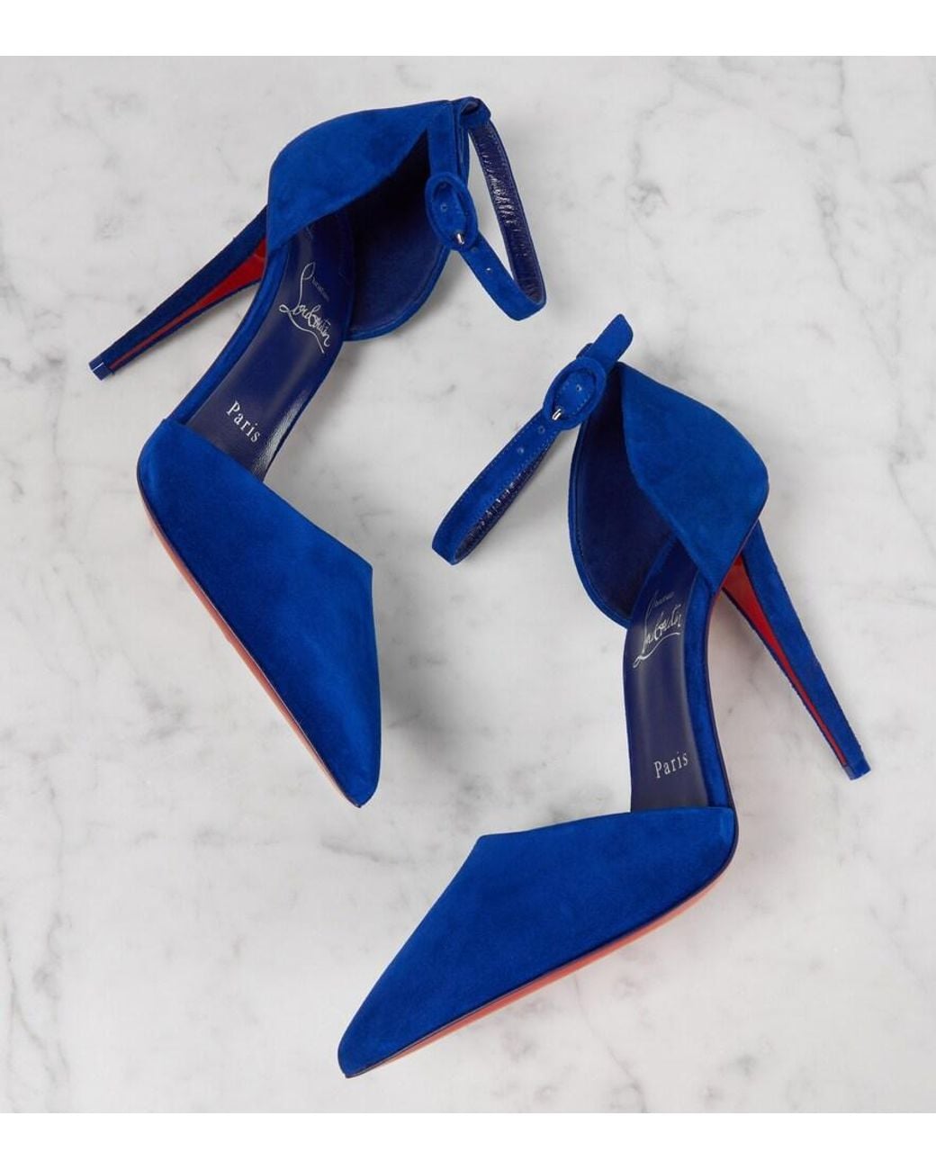 Christian Louboutin Blue Astrida Bride 100 Suede Pumps