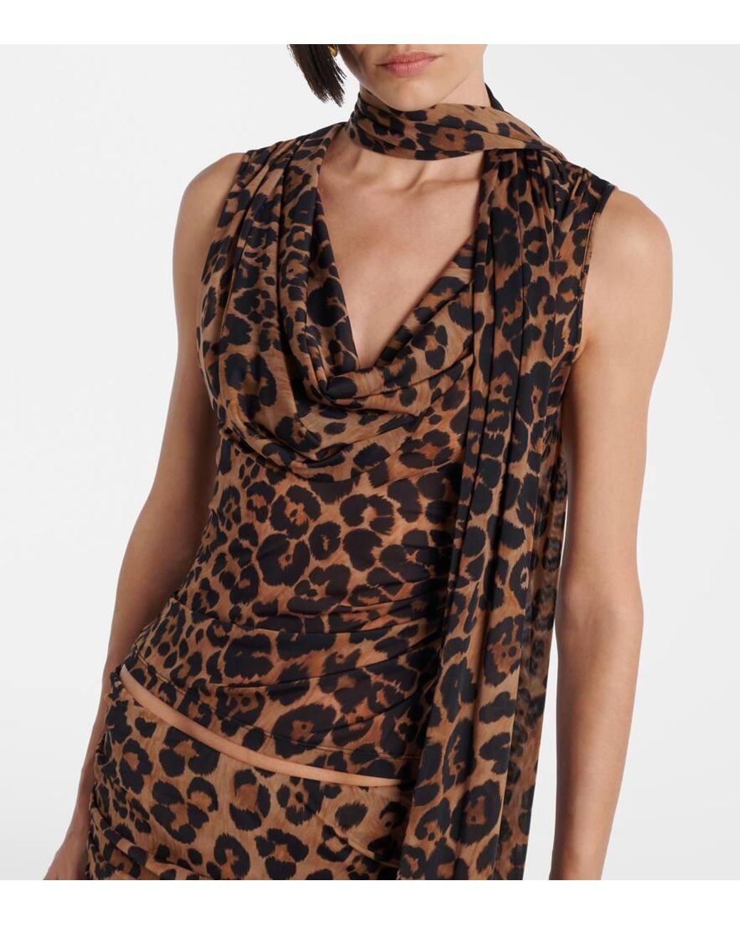 Blumarine Brown Leopard-Printed Jersey Top