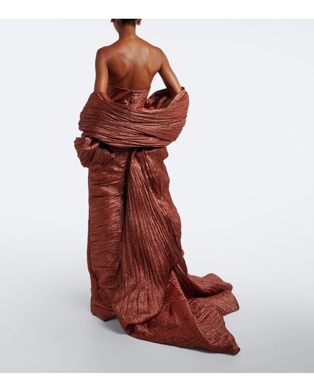 Marmar Halim Brown Pleated Gown