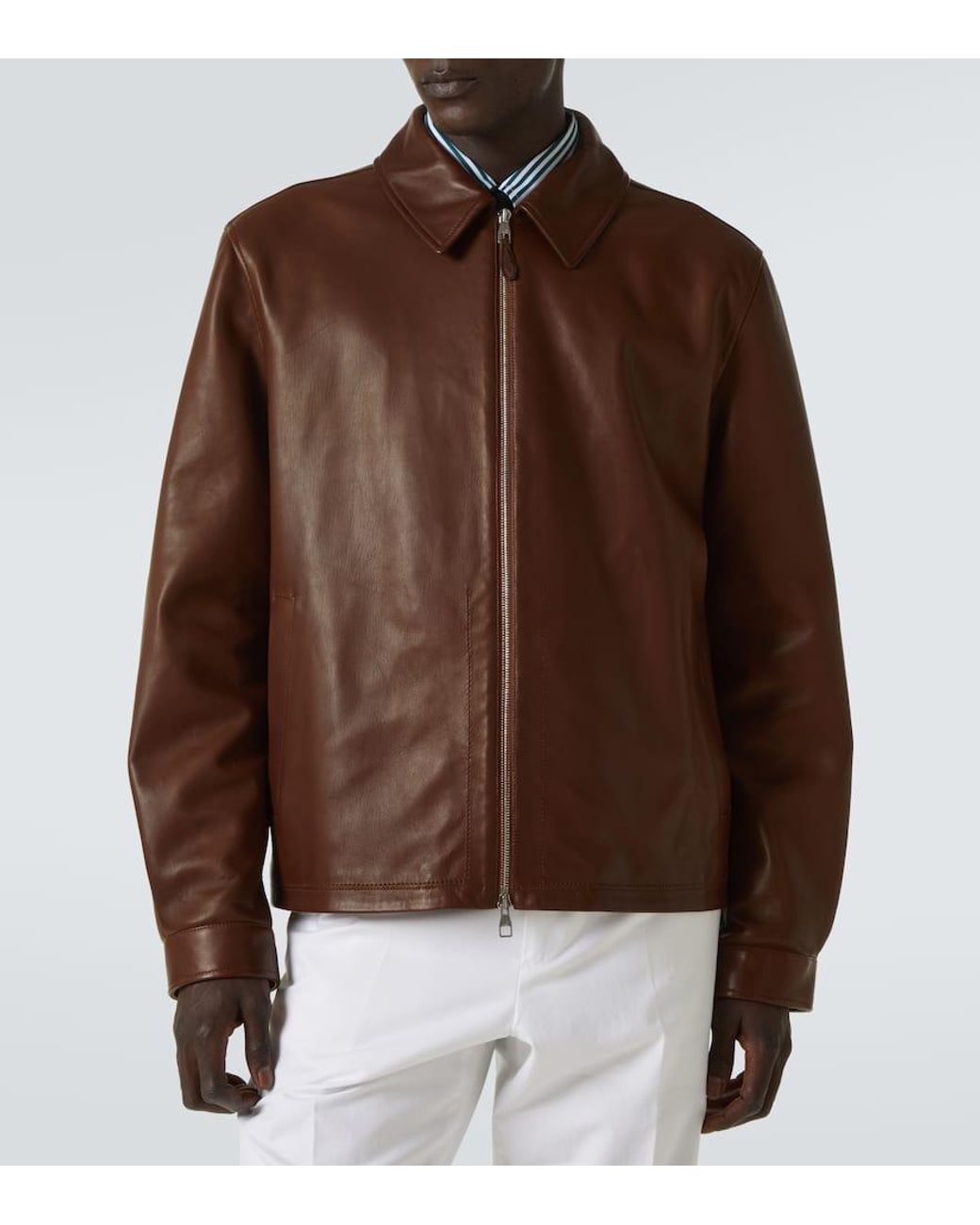 dunhill Leather Jacket in Brown for Men | Lyst UK