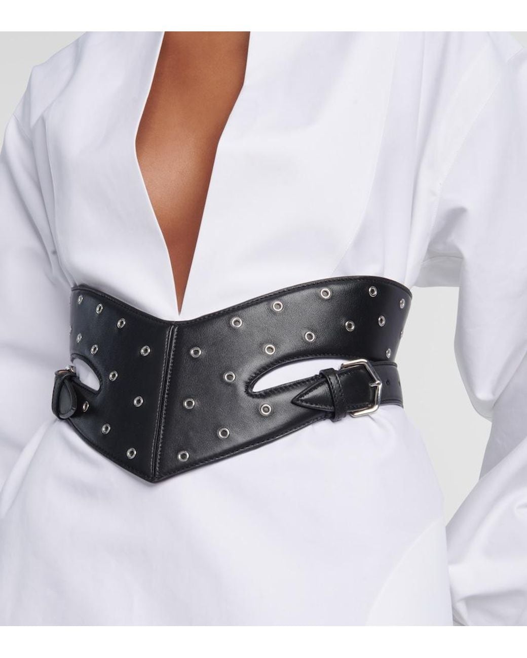 Alaïa Black Perforated Leather Belt
