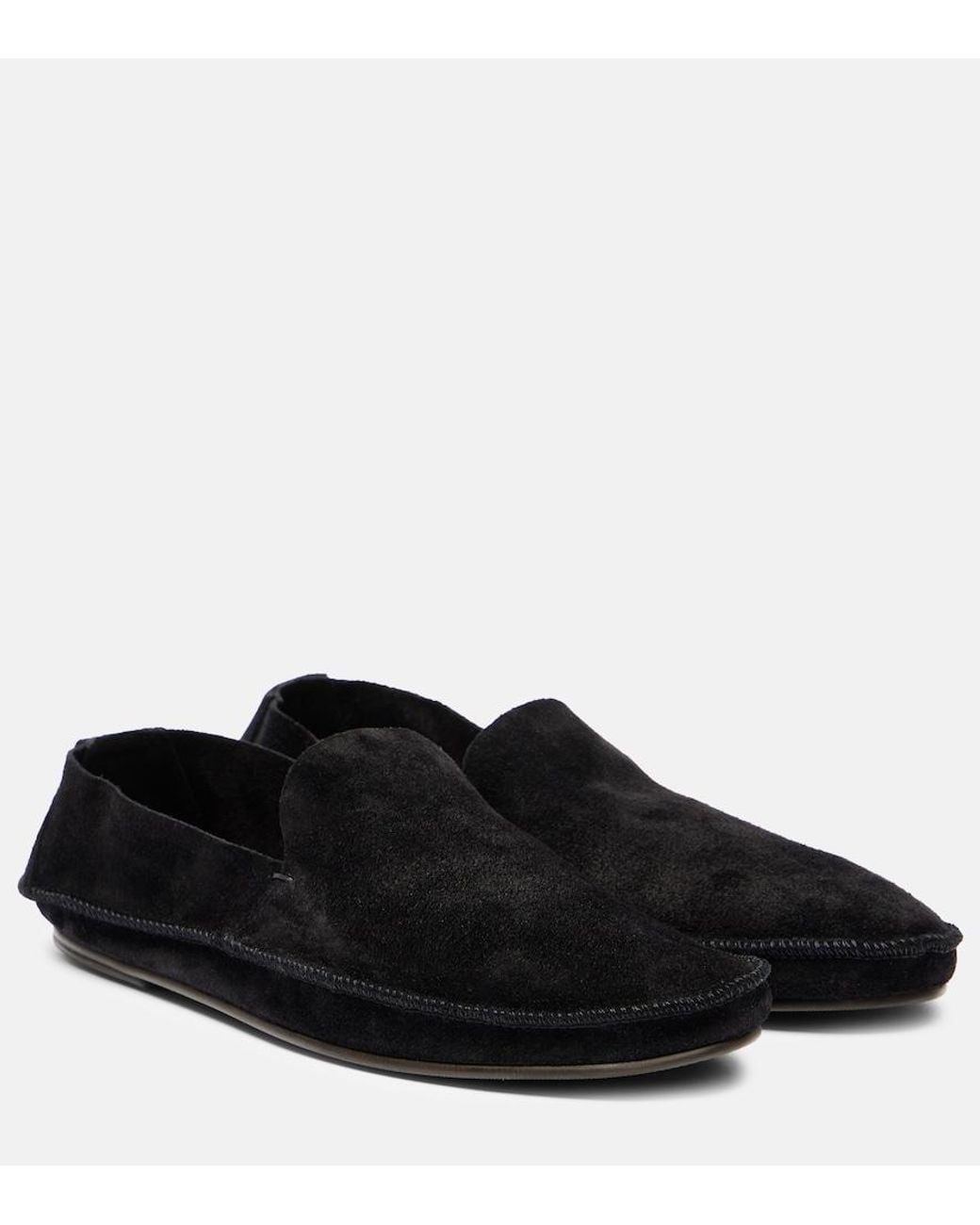 The Row Black Tyler Suede Loafers