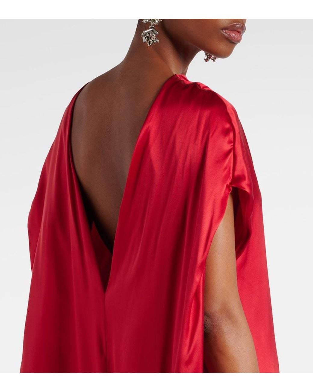 Dries Van Noten Red Silk-Blend Satin Gown