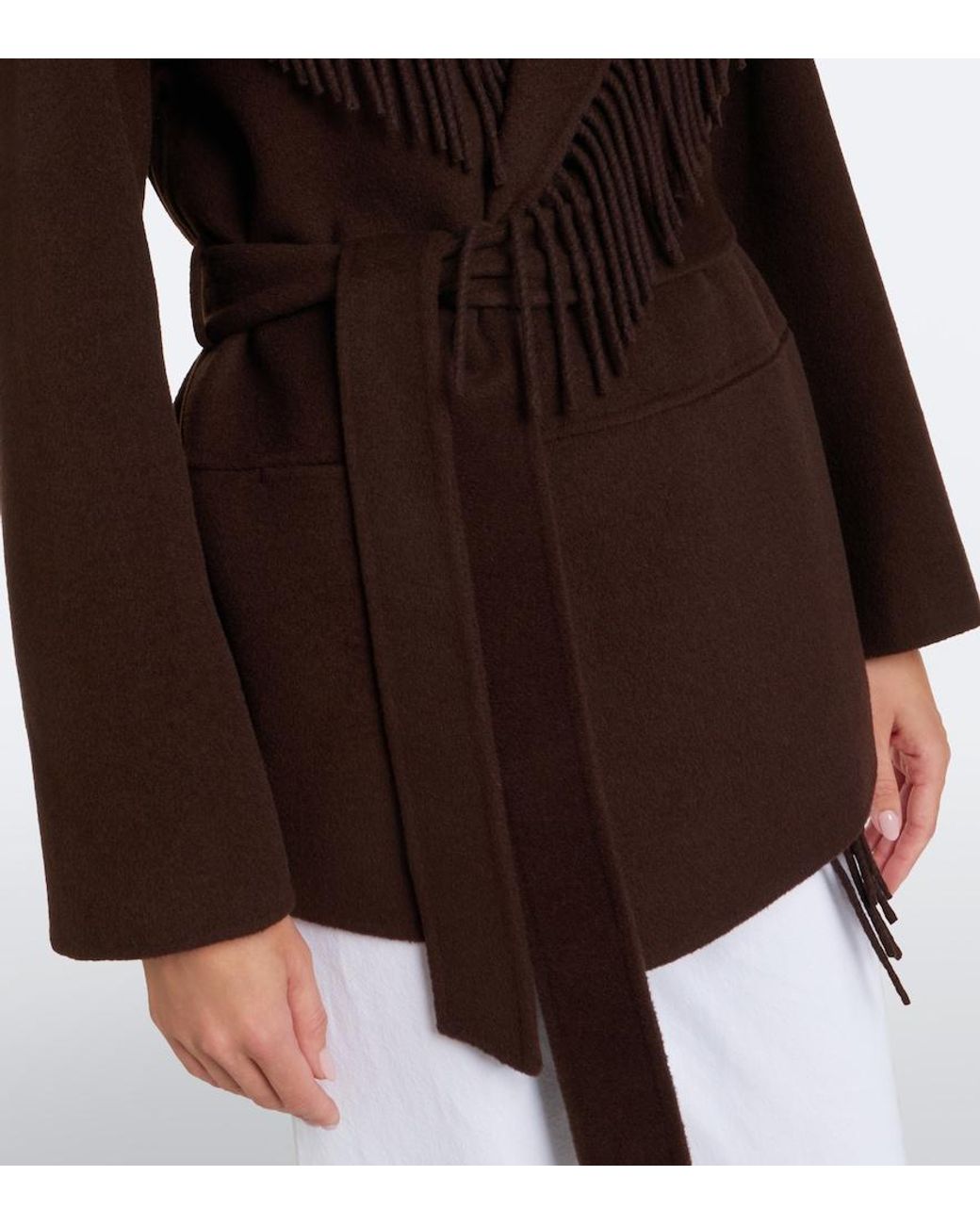 Jonathan Simkhai Brown Fringed Wool-Blend Jacket