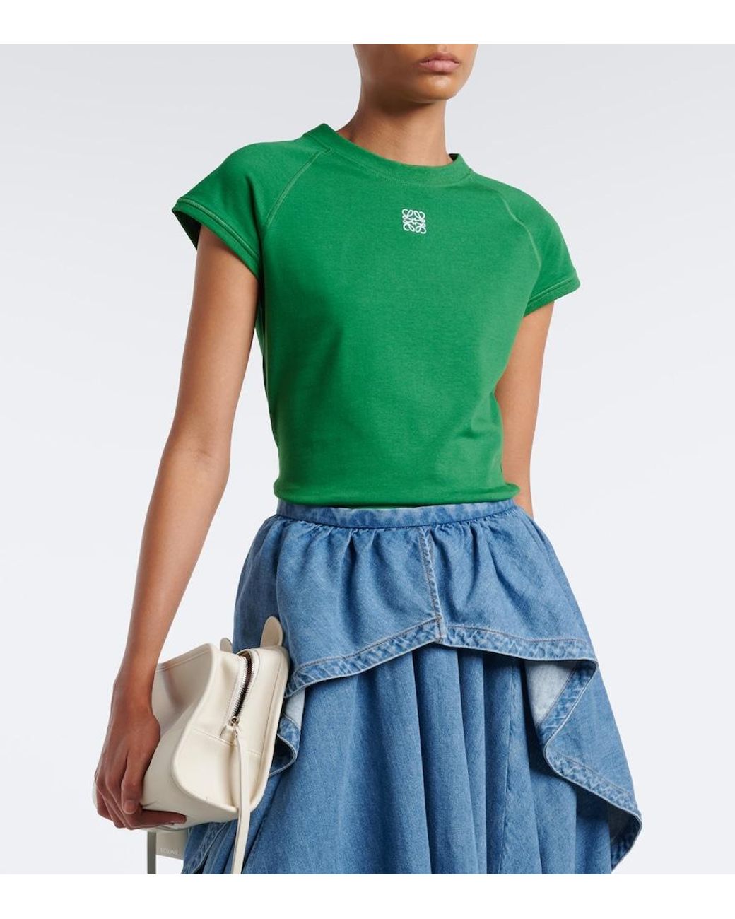 Loewe Green Anagram Cotton-Blend T-Shirt