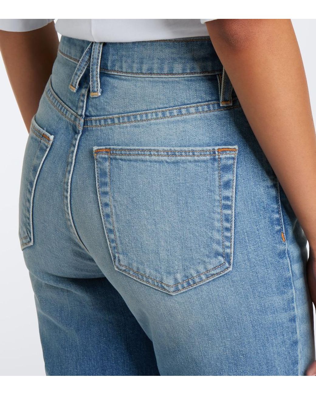 SLVRLAKE Denim Blue London Cropped Straight Jeans