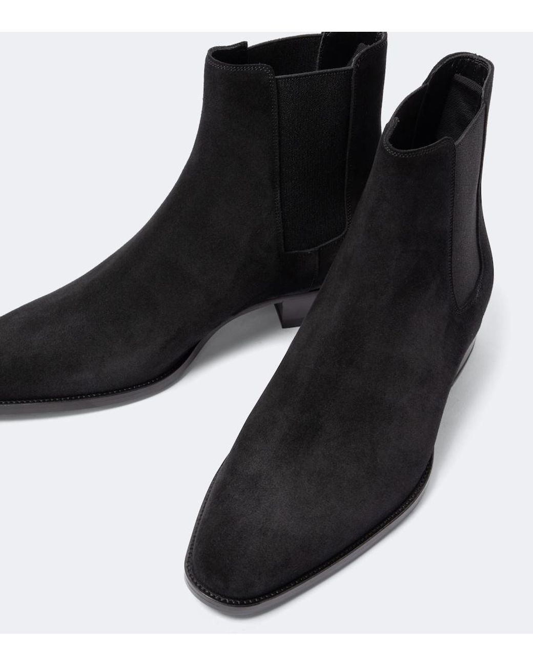 Saint Laurent Black Wyatt 30 Suede Ankle Boot for men