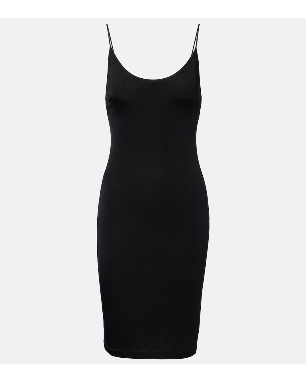 Saint Laurent Black Cassandre Jersey Midi Dress